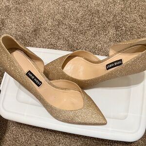 Nine West Sparkling Gold Heels